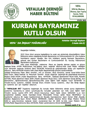 Eylül 2015 Haber Bülteni